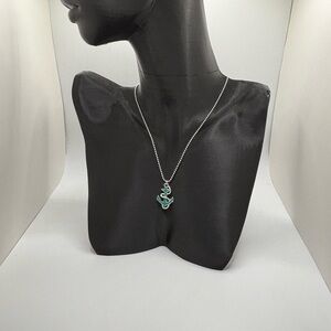Elegant Silver and Green Anchor Pendant Necklace